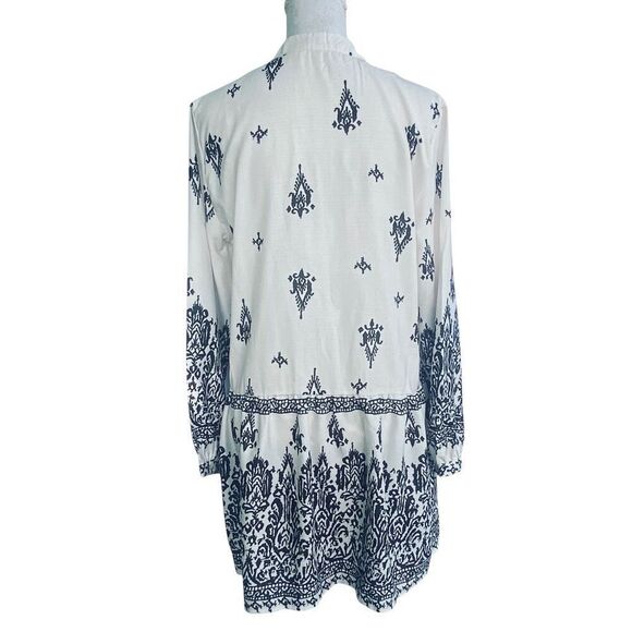 Sunday Up White Black Embroidered Tassel Tie Mini Dress Small - Picture 5 of 7